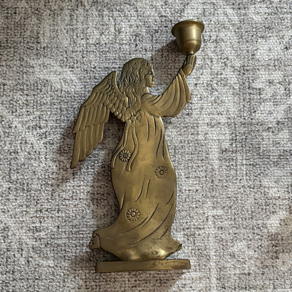 Vintage Brass angel candle holder